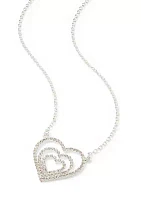 Silver Tone Multi Heart Pendant Necklace