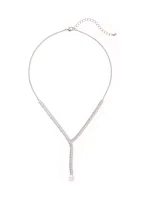 Silver Tone Sparkly Pear Drop Y Necklace