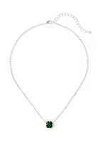 Silver Tone Soiree Sparkle Pendant Necklace