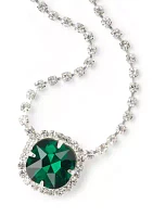 Silver Tone Soiree Sparkle Pendant Necklace