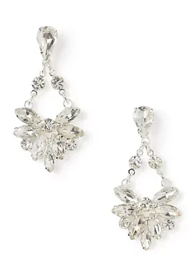 Silver Tone Navette Fan Drop Earrings