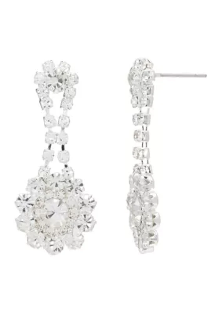 Round Crystal Drop Earrings