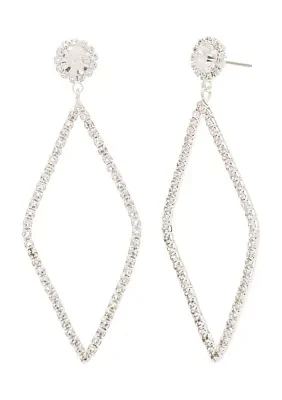 Open Diamond Shape Drop Earrings 