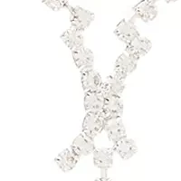 Silver Tone Y Neck Crystal Necklace