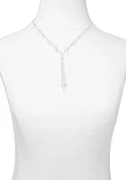 Silver Tone Y Neck Crystal Necklace