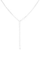 Silver Tone Y Neck Crystal Necklace