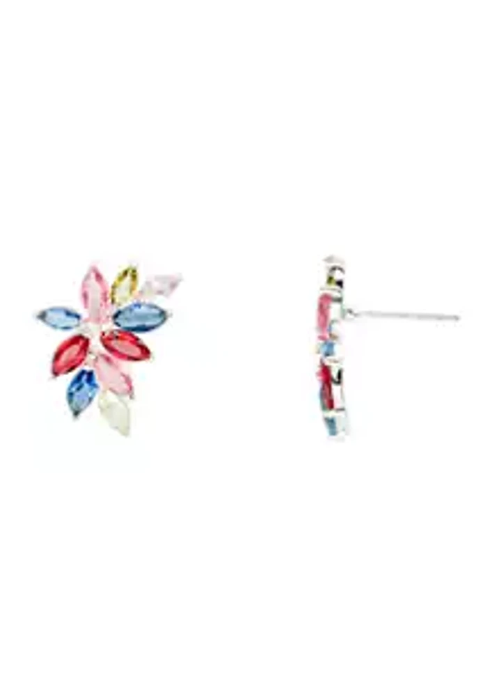 evie & emma Lab Created Multi Color Cubic Zirconia & Crystal Silver Earrings