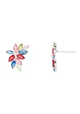 evie & emma Lab Created Multi Color Cubic Zirconia & Crystal Silver Earrings