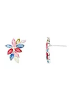 evie & emma Lab Created Multi Color Cubic Zirconia & Crystal Silver Earrings