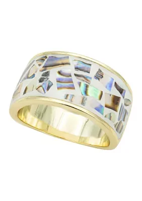 Lab Created Cracked Abalone Gold Ring