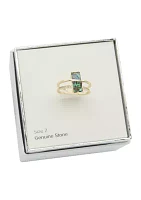 Lab Created Open Cubic Zirconia and Abalone Gold Ring