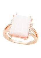 Lab Created Cubic Zirconia & Pink Mother of Pearl Rose Gold Ring