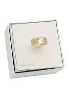 Gold Tone Triple Pavé Band Stone Ring