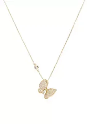 evie & emma Gold Tone Cubic Zirconia Pavé Butterfly Pendant Necklace