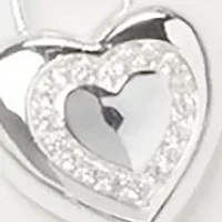 Lab Grown Silver Tone Bar and Heart Locket Duo Necklace Set