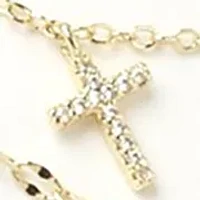 Lab Grown Gold Tone Triple Strand Chain and Cross Necklace Set