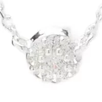 Lab Grown Silver Tone Cubic Zirconia Disk and Pear Stone Necklace Set