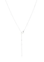 Lab Grown Silver Tone Cubic Zirconia Pavé Double Cross Charm Pendant Necklace