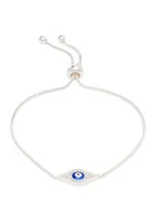 Cubic Zirconia Evil Eye Pavé Bolo Adjustable Bracelet