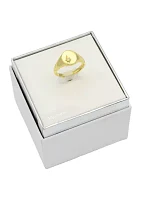 Lab Grown Gold Tone Star Signet Adjustable Ring