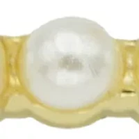 Gold Tone Lab Grown Pearl & Cubic Zirconia Adjustable Stack Etched Band Ring Set