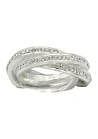 Lab Grown Silver Tone Interlocking Eternity 3 Band Ring