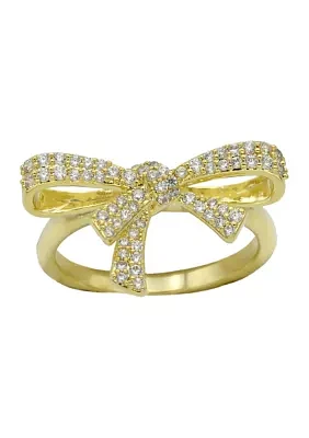 Lab Created Gold Tone Cubic Zirconia Pave Bow Ring