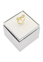 Lab Created Gold Tone Cubic Zirconia Pave Bow Ring