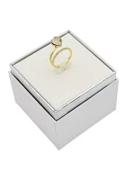 Gold Tone Opal Crystal Pavé Wrapped Band Ring