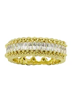 Gold Tone Emerald Cubic Zirconia Pave Band Ring