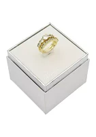 Lab Grown Gold Tone Cubic Zirconia Engagement Band Set