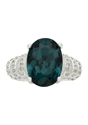 Blue Oval Stone Cubic Zirconia Wrap Band Ring