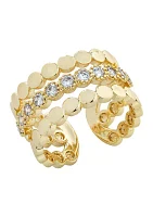 Gold Tone Round Cubic Zirconia Stone Faux Stack Band Ring