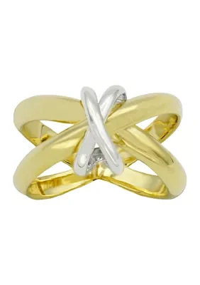 Two Tone Interlocking X Band Ring