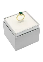 Lab Created Gold Tone Emerald Pear Cut Halo Pave Band