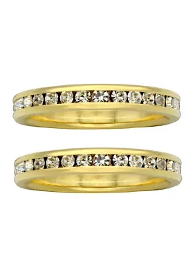 Lab Created Gold Tone Channel Set Eternity Band