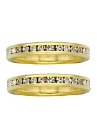 Lab Created Gold Tone Channel Set Eternity Band