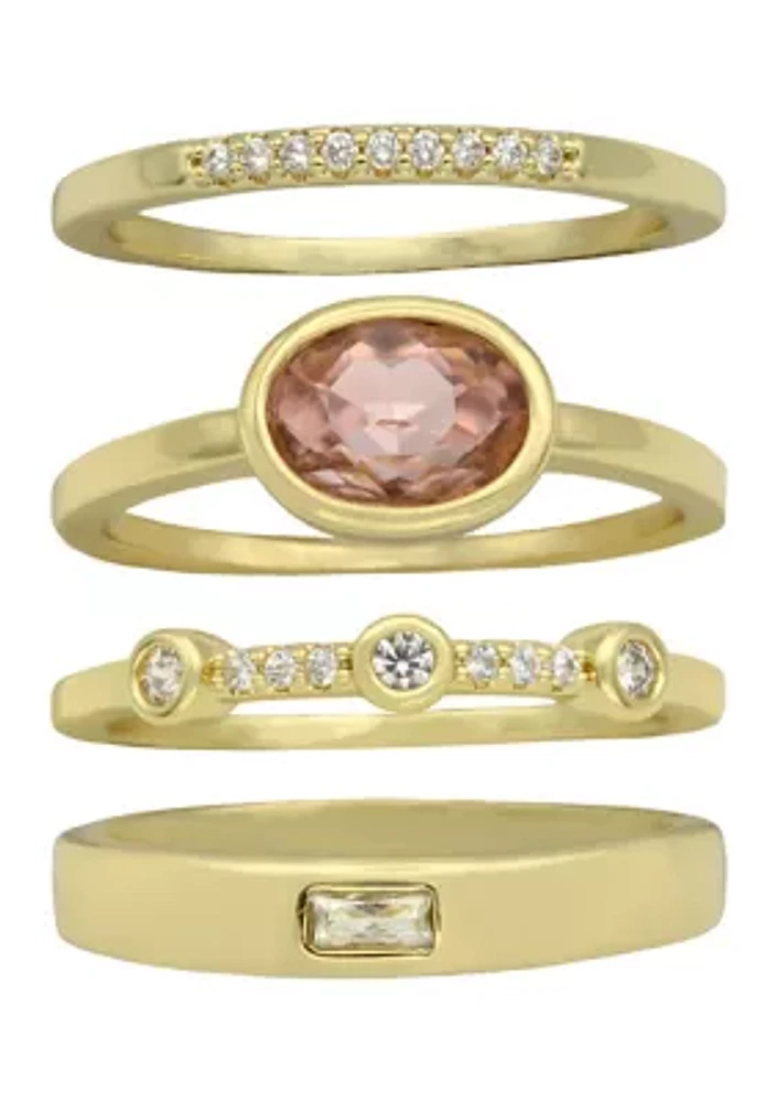 Lab Created Gold Tone Multi Stone Pave Ring Set