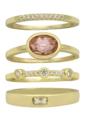 Lab Created Gold Tone Multi Stone Pave Ring Set