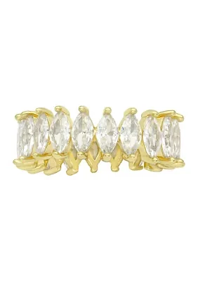 Lab Grown Gold Tone Cubic Zirconia Marquise Stone Eternity Band Ring