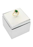 Lab Grown Gold Tone Emerald Oval Stone Cluster Band Ring