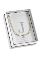 Lab Created Gold Tone Cubic Zirconia Initial Tennis Necklace