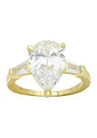 Gold Tone Pear Cubic Zirconia Ring