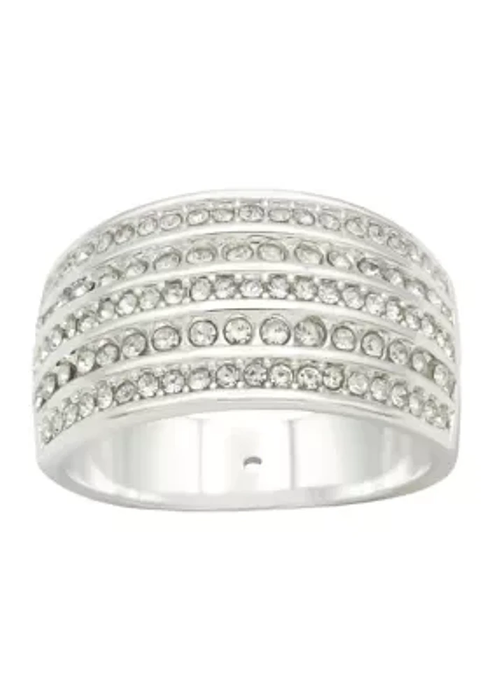 Multi Row Pavé Cubic Zirconia Band Ring