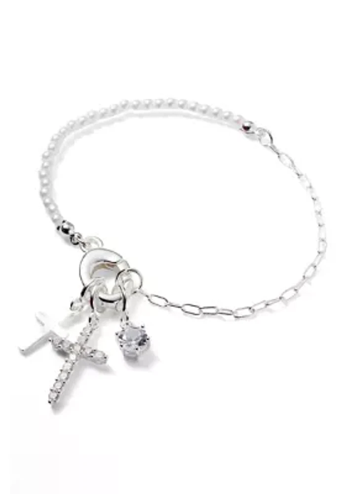 Silver Tone Carabiner Celestial Themed Interchangeable Charms Bracelet