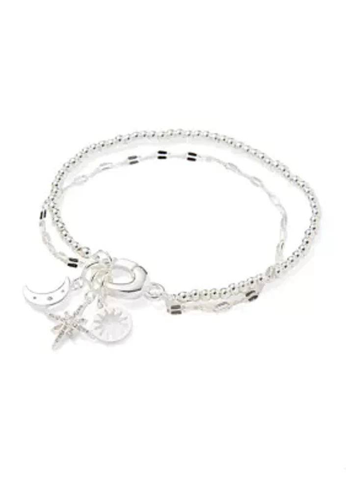 Silver Tone Carabiner Faith Themed Interchangeable Charms Bracelet