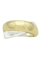 Two Tone Puffy X Polished Band Ring