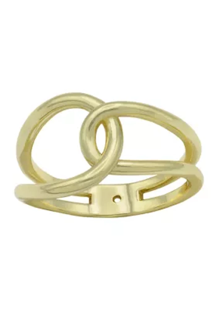 Gold Tone Open Interlocking Band Ring