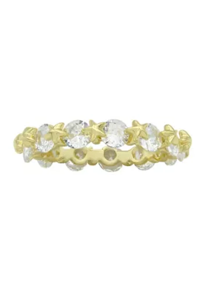 Lab Grown Gold Tone Round CZ Eternity Band Ring