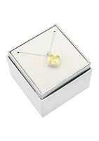 Lab Grown Silver Tone Cushion Cut Jonquil Pendant Necklace